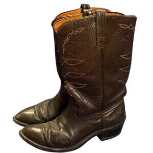 Vintage Vulcan Dark Brown Leather Cowboy Boots